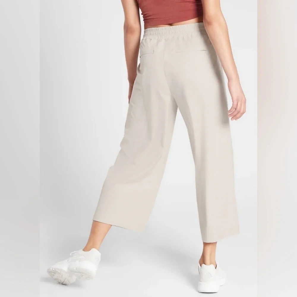 Athleta Women's Off-White Wide-Leg Pants - Picture 2 of 10